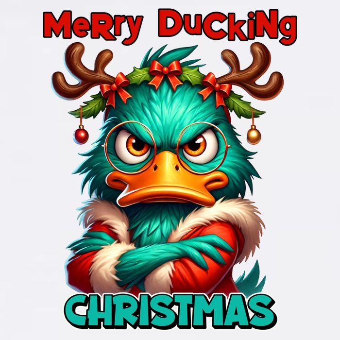 Merry Ducking Funny Sarcastic Grumpy Duck Christmas Cooling Performance Long Sleeve Crew