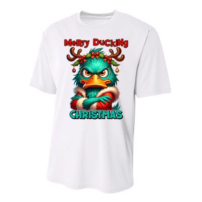 Merry Ducking Funny Sarcastic Grumpy Duck Christmas Performance Sprint T-Shirt