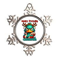 Merry Ducking Funny Sarcastic Grumpy Duck Christmas Metallic Star Ornament