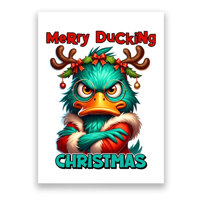 Merry Ducking Funny Sarcastic Grumpy Duck Christmas Poster