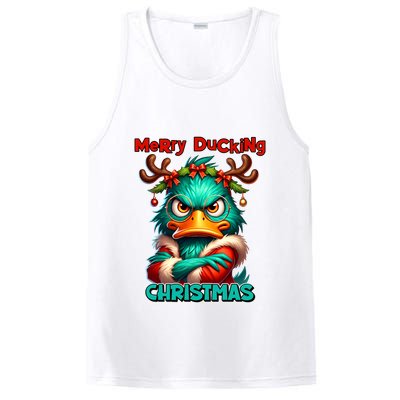 Merry Ducking Funny Sarcastic Grumpy Duck Christmas PosiCharge Competitor Tank