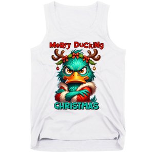 Merry Ducking Funny Sarcastic Grumpy Duck Christmas Tank Top