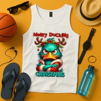 Merry Ducking Funny Sarcastic Grumpy Duck Christmas Tank Top