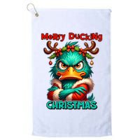 Merry Ducking Funny Sarcastic Grumpy Duck Christmas Golf Towel