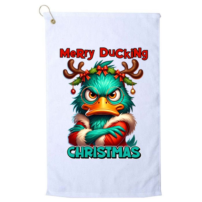 Merry Ducking Funny Sarcastic Grumpy Duck Christmas Golf Towel