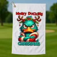 Merry Ducking Funny Sarcastic Grumpy Duck Christmas Golf Towel