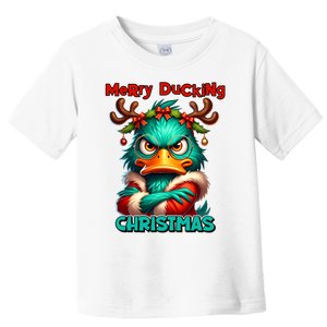 Merry Ducking Funny Sarcastic Grumpy Duck Christmas Toddler T-Shirt