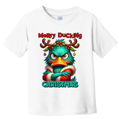 Merry Ducking Funny Sarcastic Grumpy Duck Christmas Toddler T-Shirt