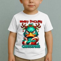 Merry Ducking Funny Sarcastic Grumpy Duck Christmas Toddler T-Shirt