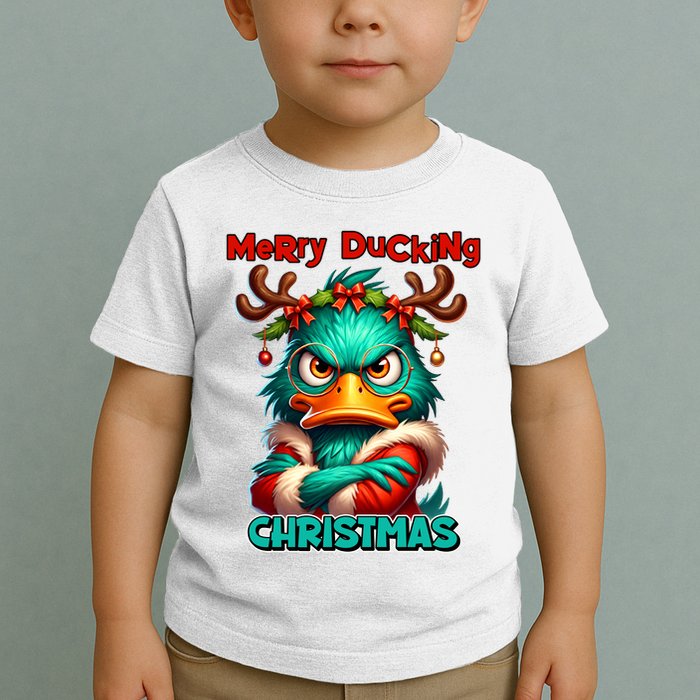 Merry Ducking Funny Sarcastic Grumpy Duck Christmas Toddler T-Shirt