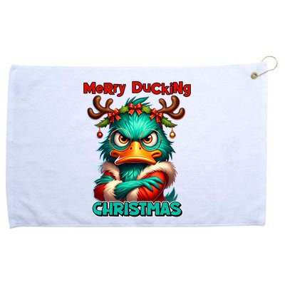 Merry Ducking Funny Sarcastic Grumpy Duck Christmas Grommeted Golf Towel