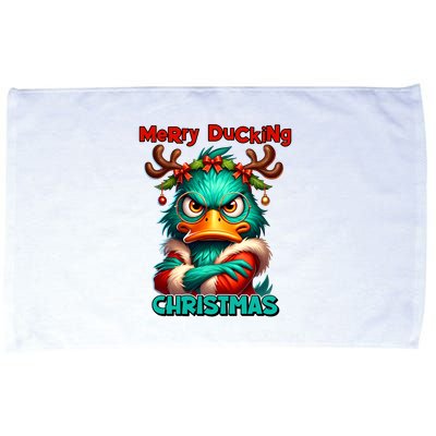 Merry Ducking Funny Sarcastic Grumpy Duck Christmas Microfiber Hand Towel