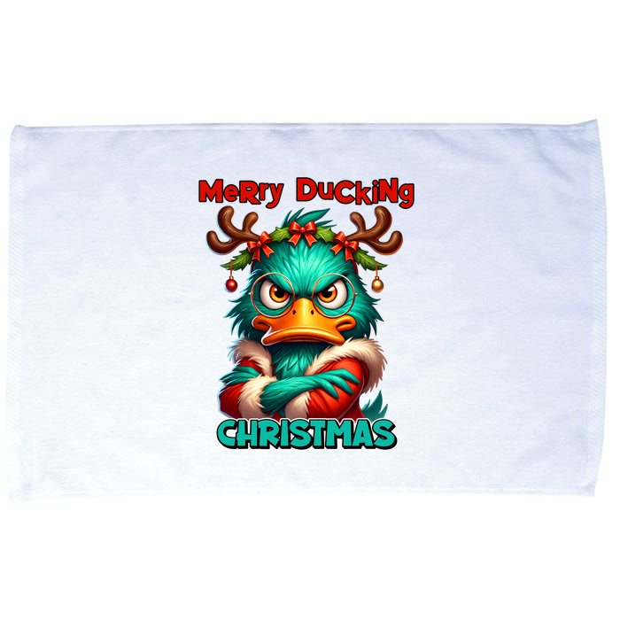 Merry Ducking Funny Sarcastic Grumpy Duck Christmas Microfiber Hand Towel