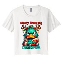 Merry Ducking Funny Sarcastic Grumpy Duck Christmas Crop Top