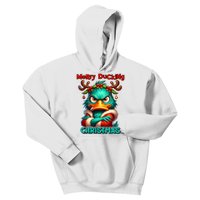 Merry Ducking Funny Sarcastic Grumpy Duck Christmas Kids Hoodie