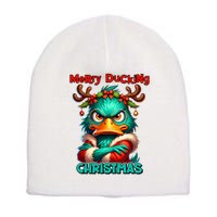 Merry Ducking Funny Sarcastic Grumpy Duck Christmas Short Acrylic Beanie