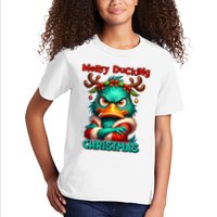 Merry Ducking Funny Sarcastic Grumpy Duck Christmas Kids T-Shirt