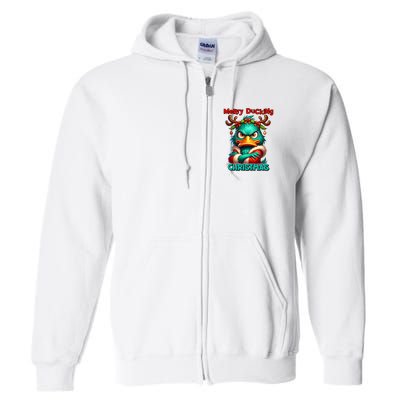Merry Ducking Funny Sarcastic Grumpy Duck Christmas Full Zip Hoodie