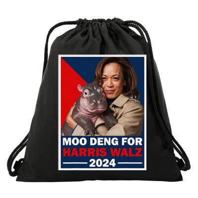 Moo Deng For Trump 2024 Funny Baby Hippo Moo Deng For Trump Drawstring Bag