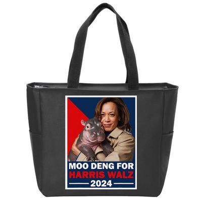 Moo Deng For Trump 2024 Funny Baby Hippo Moo Deng For Trump Zip Tote Bag