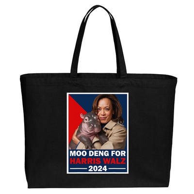 Moo Deng For Trump 2024 Funny Baby Hippo Moo Deng For Trump Cotton Canvas Jumbo Tote