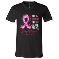 My Daughter’s Fight Is My Fight Breast Cancer Awareness V-Neck T-Shirt