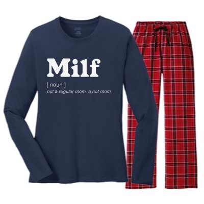 Milf Definition Fit Hot Mom Milf For MotherS Day Funny Women's Long Sleeve Flannel Pajama Set 