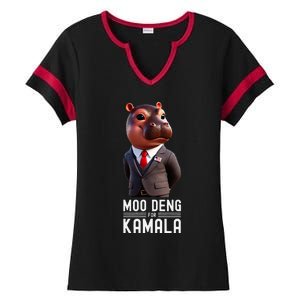 Moo Deng For Kamala Harris 2024 President Baby Pygmy Hippo Ladies Halftime Notch Neck Tee