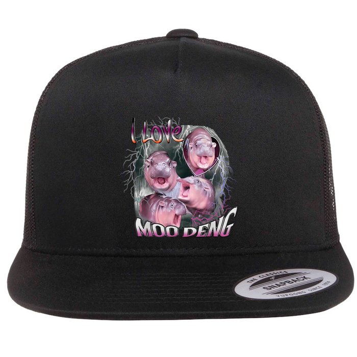 Moo Dang Funny Dwarf Baby Hippo In The Zoo Flat Bill Trucker Hat