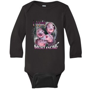 Moo Dang Funny Dwarf Baby Hippo In The Zoo Baby Long Sleeve Bodysuit