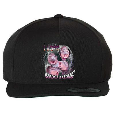 Moo Dang Funny Dwarf Baby Hippo In The Zoo Wool Snapback Cap