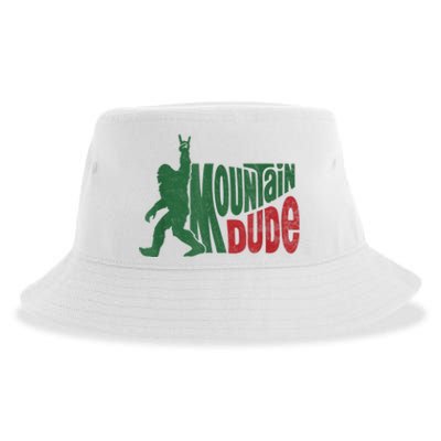 Mountain Dude Funny Bigfoot Sasquatch Hiking Gift Sustainable Bucket Hat