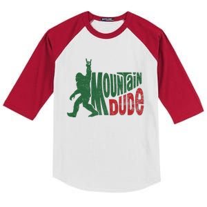 Mountain Dude Funny Bigfoot Sasquatch Hiking Gift Kids Colorblock Raglan Jersey