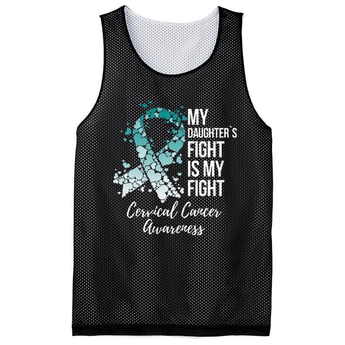 My Daughter’s Fight Is My Fight Cervical Cancer Awareness Mesh Reversible Basketball Jersey Tank