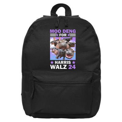 Moo Deng For Harris Walz 2024 16 in Basic Backpack