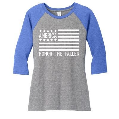 Memorial Day Funny Gift Honor The Fallen Military 4th Of July Gift Women's Tri-Blend 3/4-Sleeve Raglan Shirt