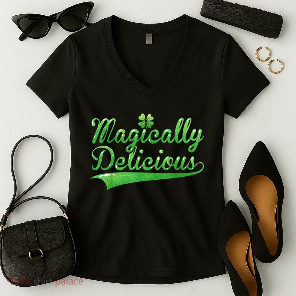 Magically Delicious Funny Irish St Patrick's Day Wo Women's V-Neck T-Shirt