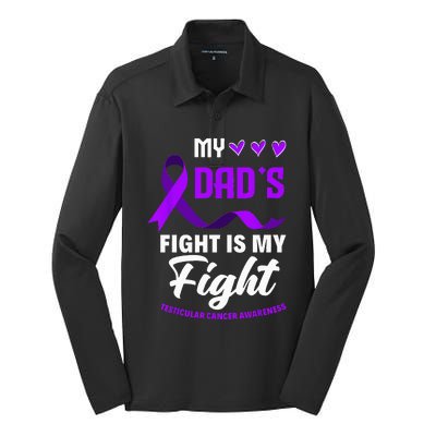 My Dads Fight Is My Fight Testicular Cancer Awareness Silk Touch Performance Long Sleeve Polo