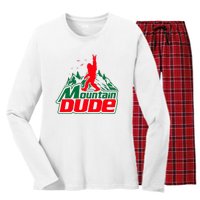 Mountain Dude Funny Bigfoot Sasquatch Hiking Gifts Women's Long Sleeve Flannel Pajama Set 