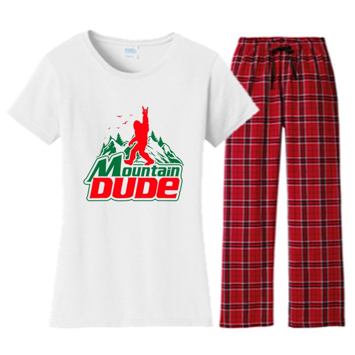 Mountain Dude Funny Bigfoot Sasquatch Hiking Gifts Women's Flannel Pajama Set