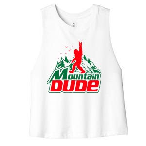 Mountain Dude Funny Bigfoot Sasquatch Hiking Gifts Women's Racerback Cropped Tank