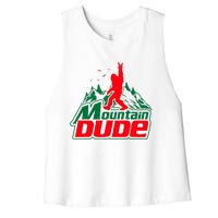 Mountain Dude Funny Bigfoot Sasquatch Hiking Gifts Women's Racerback Cropped Tank