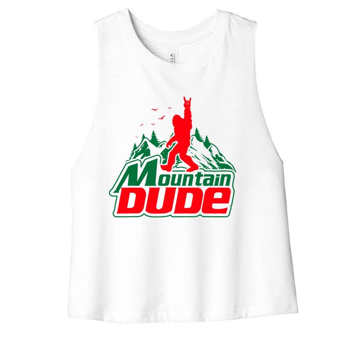 Mountain Dude Funny Bigfoot Sasquatch Hiking Gifts Women's Racerback Cropped Tank