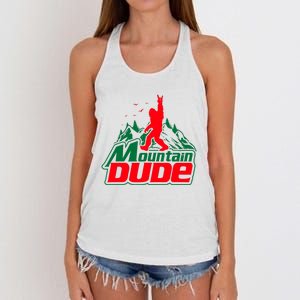 Mountain Dude Funny Bigfoot Sasquatch Hiking Gifts Women's Knotted Racerback Tank