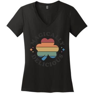 Magically Delicious Funny Bar Crawl St Patricks Day Women's V-Neck T-Shirt