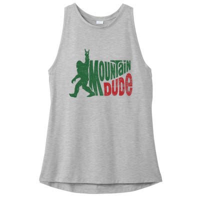 Mountain Dude Funny Bigfoot Sasquatch Ladies PosiCharge Tri-Blend Wicking Tank