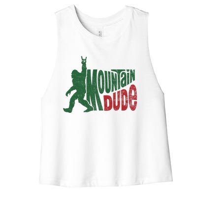 Mountain Dude Funny Bigfoot Sasquatch Women's Racerback Cropped Tank