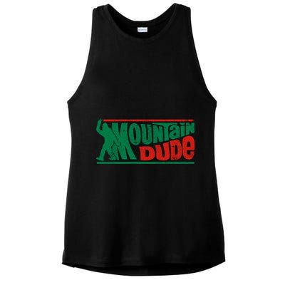 Mountain Dude Funny Bigfoot Sasquatch Rock On Hiking Vintage Ladies PosiCharge Tri-Blend Wicking Tank