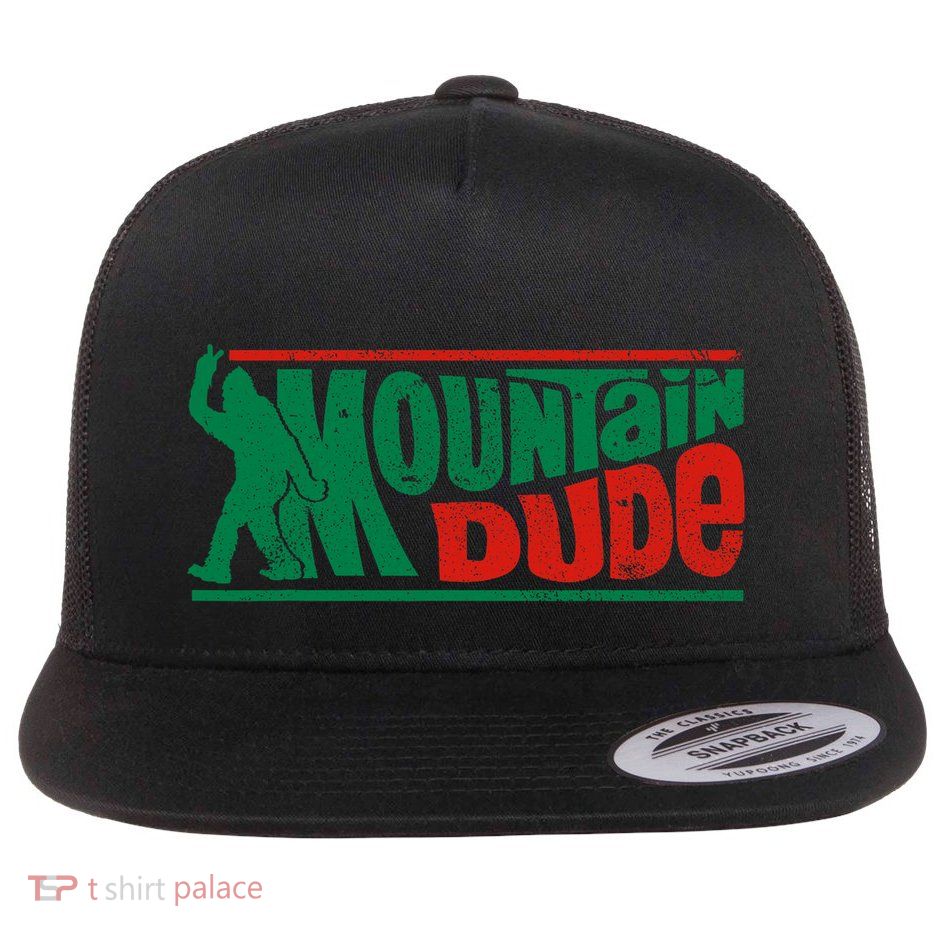 Mountain Dude Funny Bigfoot Sasquatch Rock On Hiking Vintage Flatbill Hat