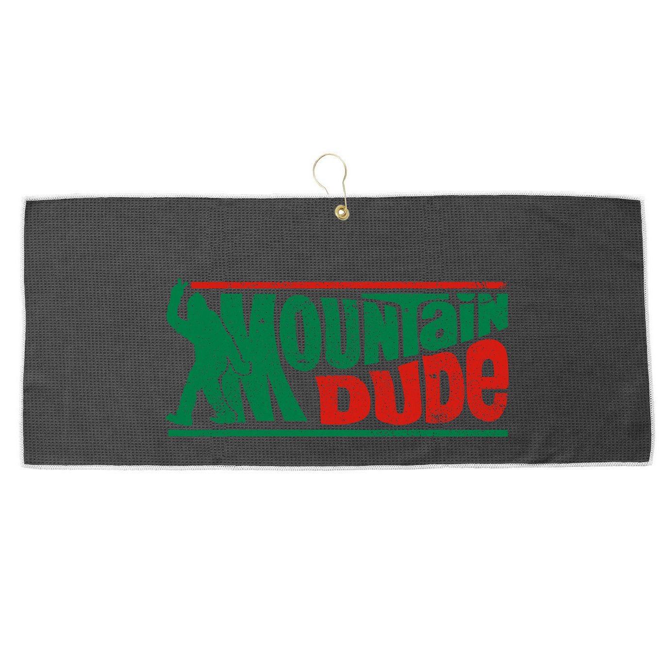 Mountain Dude Funny Bigfoot Sasquatch Rock On Hiking Vintage Large Microfiber Waffle Golf Towel